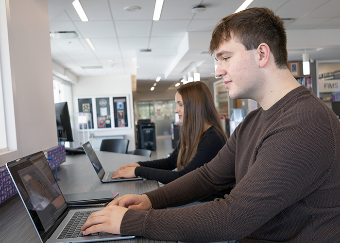 Students working on laptops
