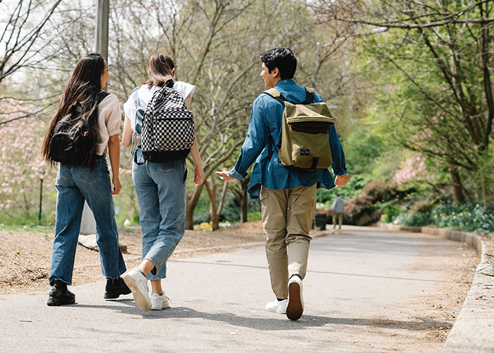 Students walking together on campus
