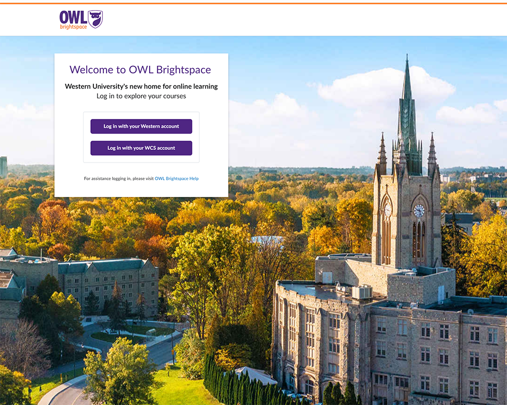 Screenshot of the Western Brightspace Desktop