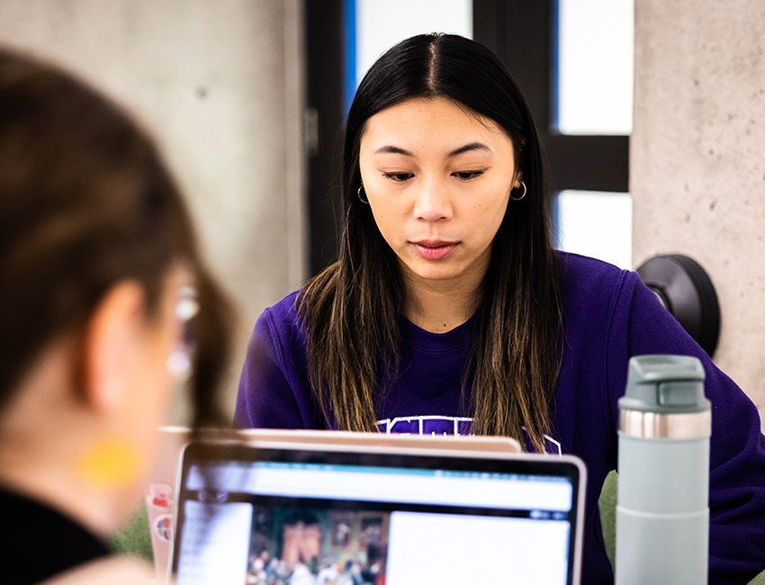 Student working on a laptop
