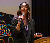 Alumna Alicia Baertseon speaking to students at a breakout session at Careerchella.