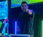 The Careerchella DJ plays some tunes at the Wave.