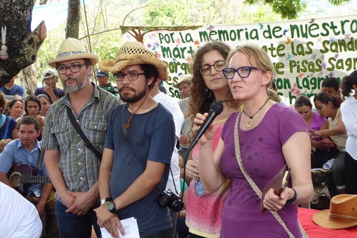 Amanda Grzyb speaks on behalf of the Surviving Memory in Postwar El Salvador team at the Sumpul Massacre commemoration in May 2019