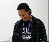 Mark Ollivierre (BA'10) talks to students during his breakout session.