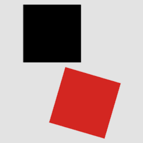 Abstract design using a red square and a black square